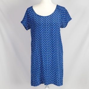 Joie Weaver blue white silk shift dress